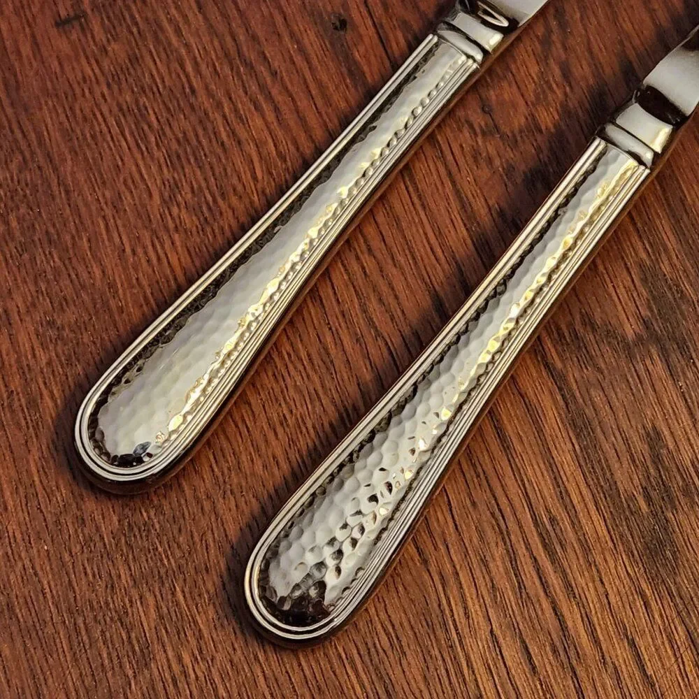 REED BARTON Stainless 18/10 Old English Antique Hammered Carving Set Knife Fork